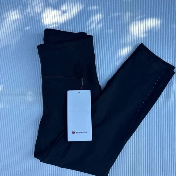 Lululemon Swift Speed HR Crop Leggings Size 4 Black Perforated (NWT)